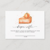 Pompoen taart herfst baby shower luier loterij informatiekaartje (Voorkant)