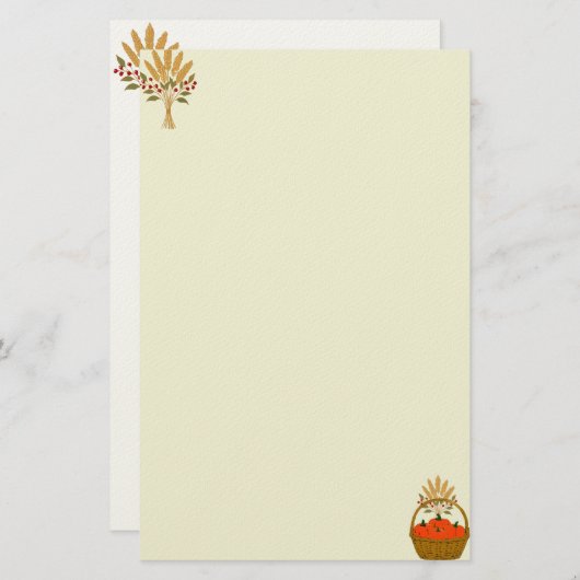 💌 **Pompoen & Tarwe Mand Briefpapier (Voorkant / Achterkant)