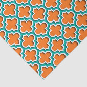 Pompoen, Teal, Witte Marokkaanse Quatrefoil #5DS Tissuepapier (Detail)