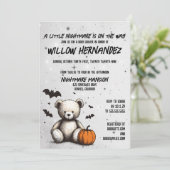 Pompoen Teddy Baby shower Invitation Kaart (Staand voorkant)