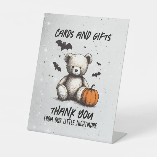 Pompoen Teddy Baby shower Reclamebord Met Voetstuk (Voorkant)