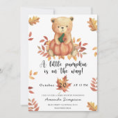 Pompoen Teddy Bear Herfst Baby shower Kaart (Voorkant)