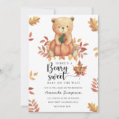 Pompoen Teddybeer Herfst Babyshower Kaart (Voorkant)