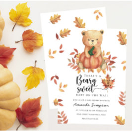 Pompoen Teddybeer Herfst Babyshower Kaart