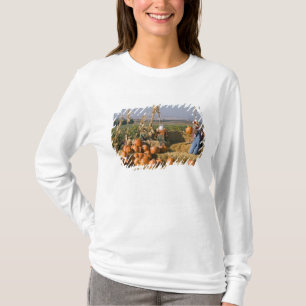Pompoen tentoonstelling met hooibalen en vogelvers t-shirt