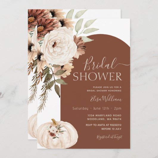 Pompoen Terracotta Arch Bloemen Boho Vrijgezellenf Kaart (Voorkant / Achterkant)