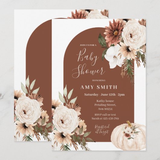 Pompoen Terracotta Arch Pampas Grass Baby shower Kaart (Voorkant / Achterkant)