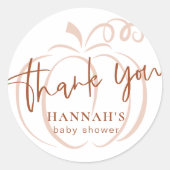 Pompoen Terracotta Boheemse Aardse Baby shower Ronde Sticker (Voorkant)