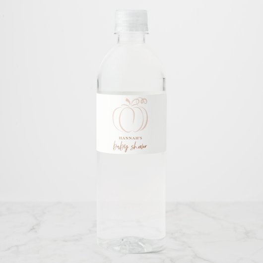 Pompoen Terracotta Boho Verbrand Oranje Baby Showe Waterfles Etiket (Voorkant)