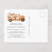 Pompoen Terracotta Truck Baby shower Uitnodiging Briefkaart (Achterkant)