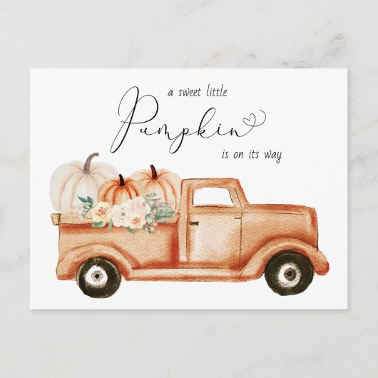 Pompoen Terracotta  Truck Baby shower Uitnodiging Briefkaart (Voorkant)