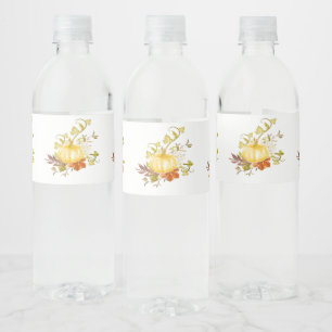  pompoen Thanksgiving Art Rustic Autumn Waterfles Etiket