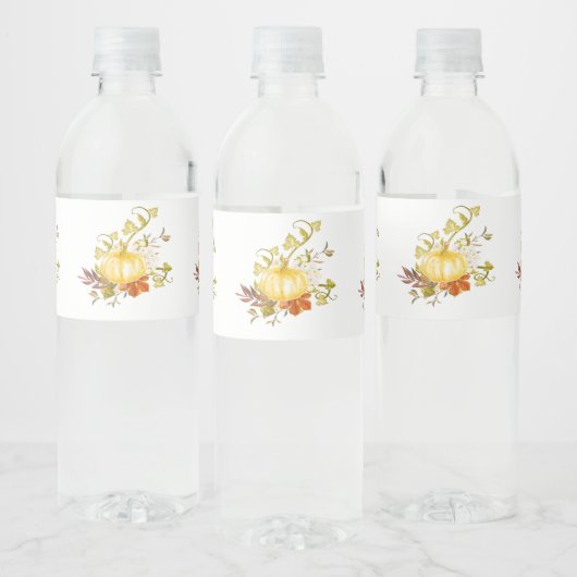  pompoen Thanksgiving Art Rustic Autumn Waterfles Etiket (Flessen)