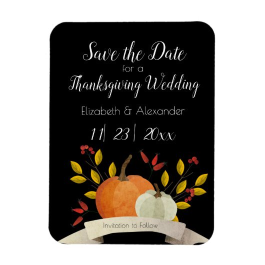 Pompoen/Thanksgiving bruiloft /Save the Date/Blk Magneet (Verticaal)