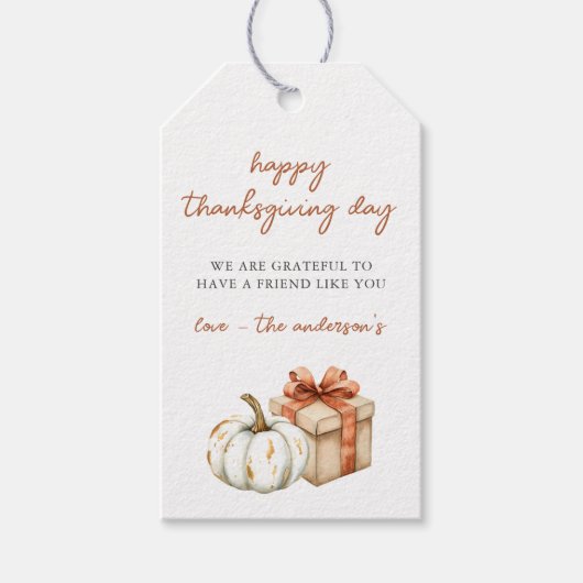 Pompoen Thanksgiving Dag Gift Labels Cadeaulabel (Voorkant)