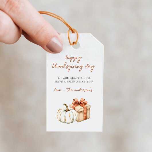 Pompoen Thanksgiving Dag Gift Labels Cadeaulabel