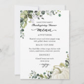 Pompoen Thanksgiving-diner Menu kaart met groen (Voorkant)