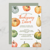 Pompoen Thanksgiving Fest Diner Waterverf Kaart (Voorkant / Achterkant)