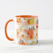 Pompoen Thanksgiving Gingham Peach Mok (Links)