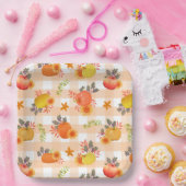 Pompoen Thanksgiving Gingham Peach Papieren Bordje (Feest)