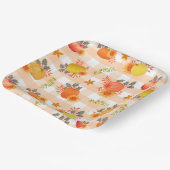 Pompoen Thanksgiving Gingham Peach Papieren Bordje (Gebogen)