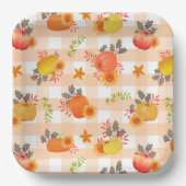 Pompoen Thanksgiving Gingham Peach Papieren Bordje (Voorkant)