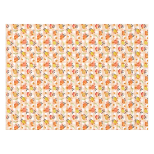 Pompoen Thanksgiving Gingham Peach Tafelkleed (Voorkant (Horizontaal))