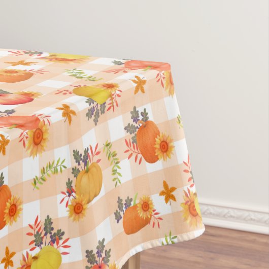 Pompoen Thanksgiving Gingham Peach Tafelkleed (Voorbeeld)