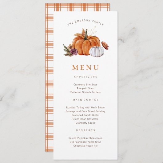 Pompoen Thanksgiving Menu (Voorkant / Achterkant)