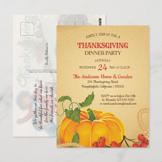  pompoen Thanksgiving uitnodiging (Voorkant / Achterkant)