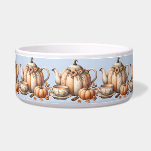 Pompoen Theepot met Herfst Bloemen Illustratie Hui Voerbakje