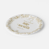 Pompoen Toile Bow Floral Herfst Baby shower Papieren Bordje (Gekanteld)