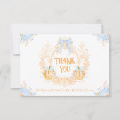 Pompoen Toile Crest Elegant Boy Baby shower Bedankkaart (Voorkant)