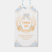 Pompoen Toile Crest Elegant Boy Baby shower Cadeaulabel (Voorkant)