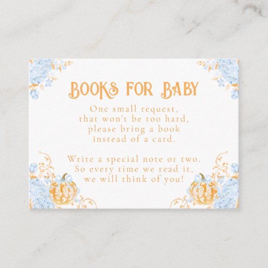 Pompoen Toile Crest Elegant Boy Baby shower Informatiekaartje (Voorkant)