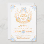 Pompoen Toile Crest Elegant Boy Baby shower Kaart (Voorkant)