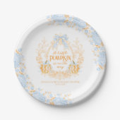 Pompoen Toile Crest Elegant Boy Baby shower Papieren Bordje (Voorkant)