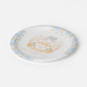 Pompoen Toile Crest Elegant Boy Baby shower Papieren Bordje (Gekanteld)