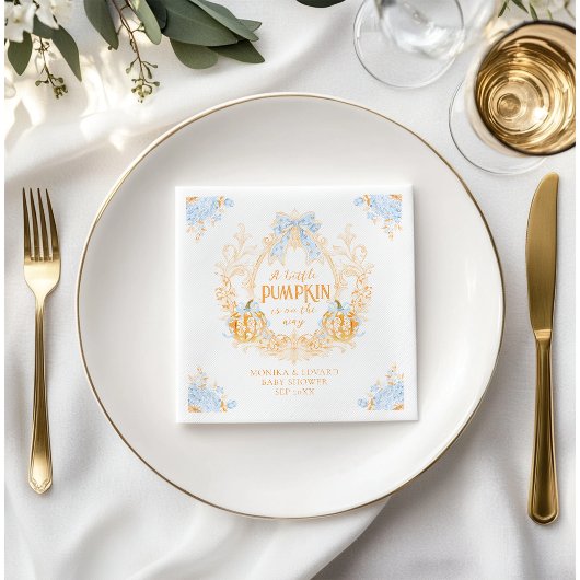 Pompoen Toile Crest Elegant Boy Baby shower Servet