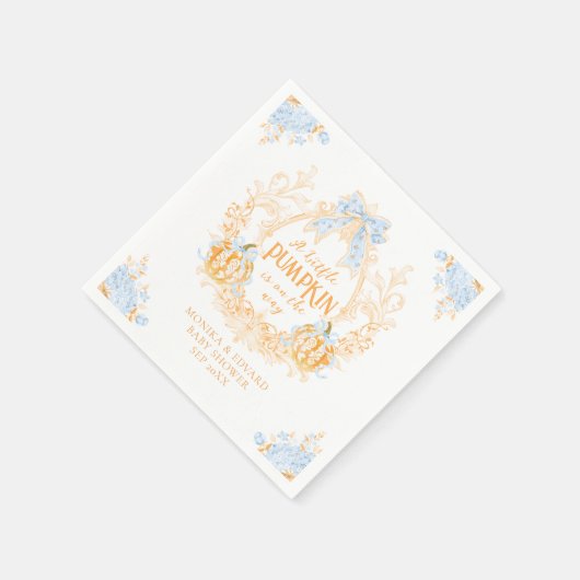 Pompoen Toile Crest Elegant Boy Baby shower Servet (Hoek)