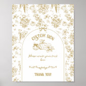 Pompoen Toile Floral Neutraal Baby shower Custom Poster (Voorkant)