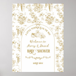 Pompoen Toile Floral Neutral Baby shower Welkom Poster