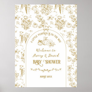 Pompoen Toile Floral Neutral Baby shower Welkom Poster
