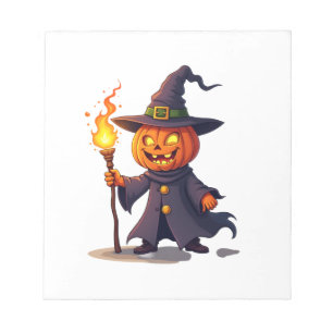 Pompoen Tovenaar � Magische Halloween Tovenaar Tee Notitieblok