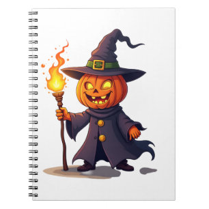 Pompoen Tovenaar � Magische Halloween Tovenaar Tee Notitieboek