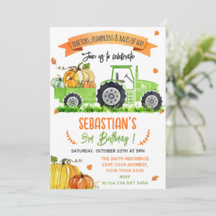 Pompoen Tractor Truck Verjaardagsfeestje Kaart