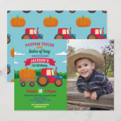 Pompoen Tractoren Verjaardag Foto Jongens Party Kaart (Voorkant / Achterkant)