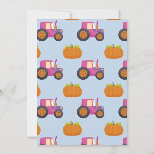 Pompoen Tractoren Verjaardag Oogst Party Meisjes Kaart (Achterkant)