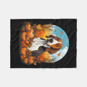 Pompoen Treeing Walker Coonhound Hond Halloween Fleece Deken (Voorkant (Horizontaal))