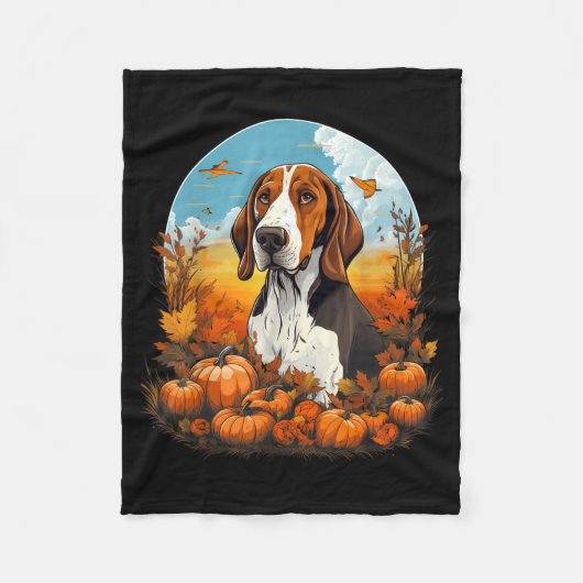 Pompoen Treeing Walker Coonhound Hond Halloween Fleece Deken (Voorkant)
